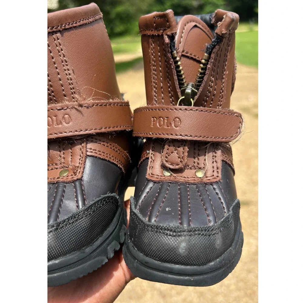Polo Ralph Lauren Conquered Hi Tab Duck Boots Brown Waterproof Toddler 7